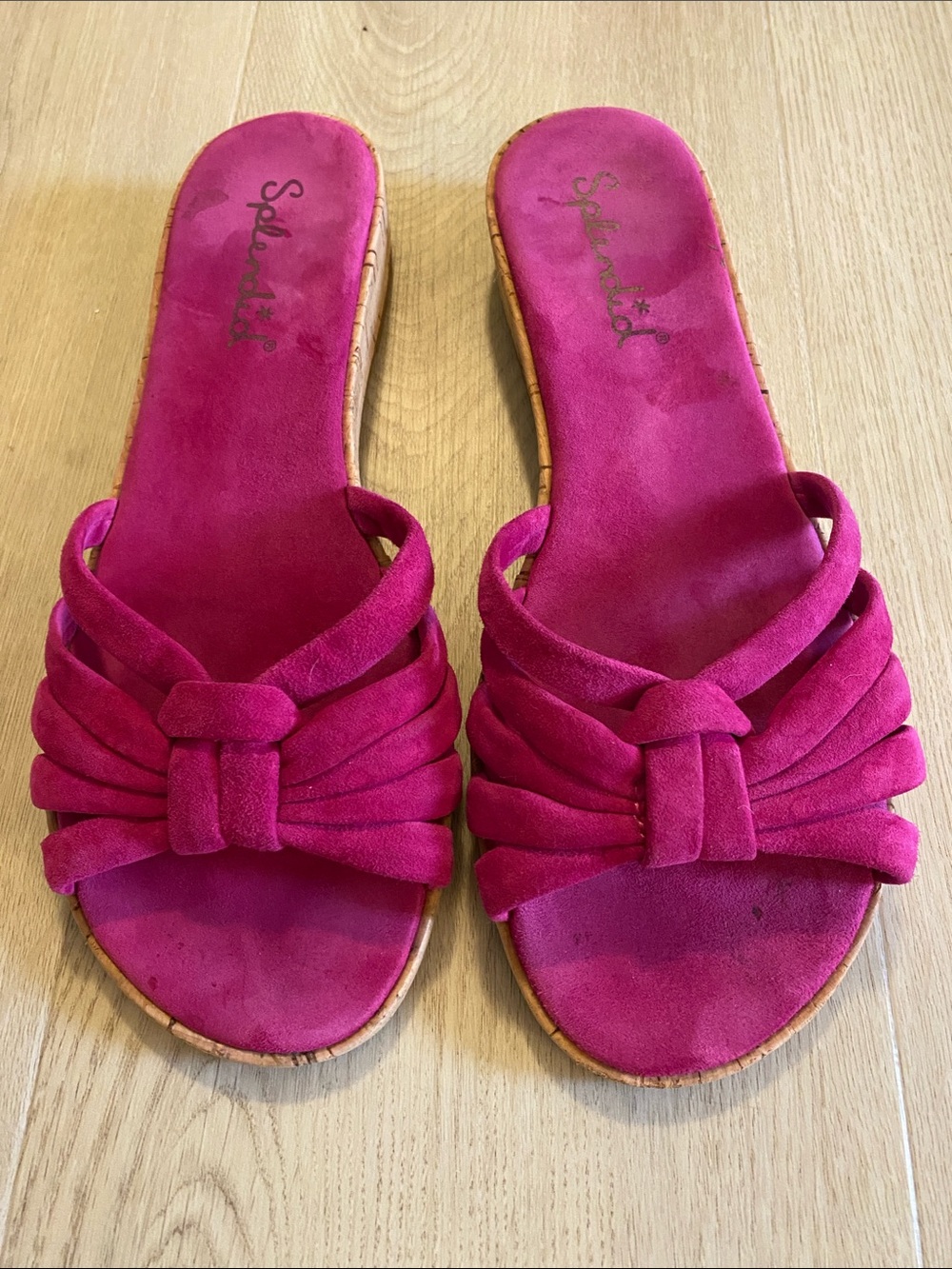 Splendid Fuchsia Knotted Suede Slide Sandals